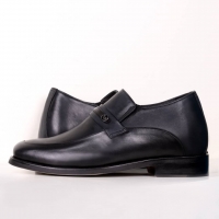 کفش مجلسی و دامادی چرم جانسون مشکی با 7CM افزایش قد