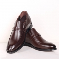 کفش افزایش قد چرم مردانه و مجلسی جانسون قهوه ای