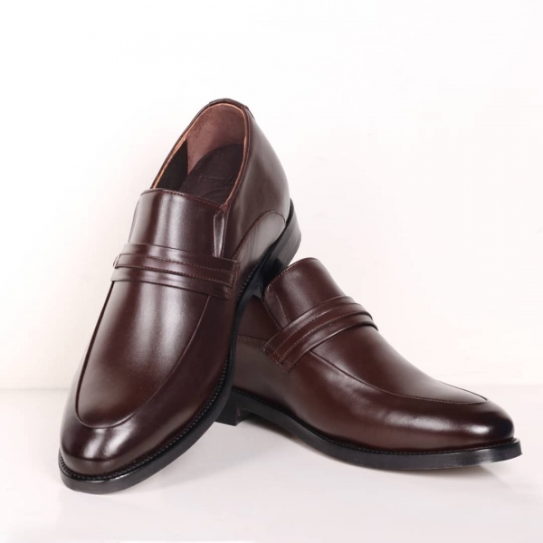 کفش افزایش قد چرم مردانه و مجلسی جانسون قهوه ای
