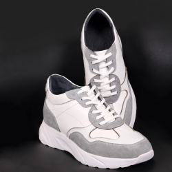 کتونی چرم مردانه فوکو سفید با 7 سانت افزایش قد